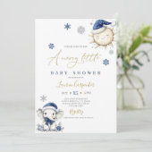 Navy Blue Merry Little Baby shower Kaart (Staand voorkant)