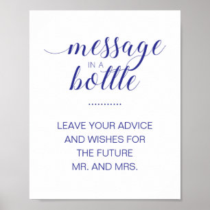 Navy Blue Message in a Bottle Vrijgezellenfeest Ad Poster