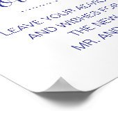 Navy Blue Message in a Bottle Weduwadvice Sign Poster (Hoek)