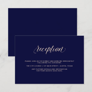 Navy Blue met Blush Pink Typografie   Ontvangst Kaart