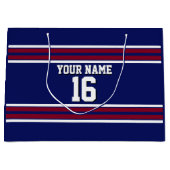Navy Blue met Burgundy White Stripes Team Jersey Groot Cadeauzakje (Voorkant)