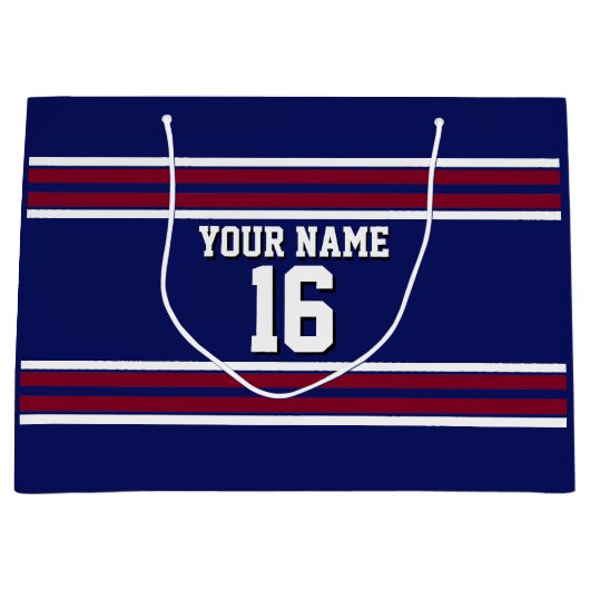 Navy Blue met Burgundy White Stripes Team Jersey Groot Cadeauzakje (Voorkant)