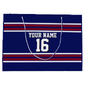Navy Blue met Burgundy White Stripes Team Jersey Groot Cadeauzakje (Achterkant)