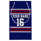 Navy Blue met Burgundy White Stripes Team Jersey Klein Cadeauzakje (Achterkant)