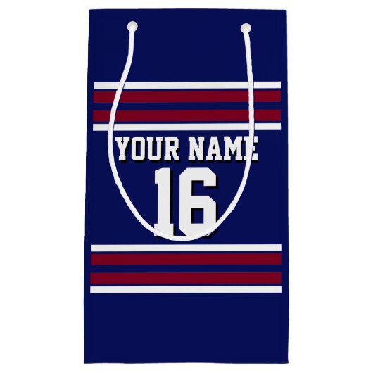Navy Blue met Burgundy White Stripes Team Jersey Klein Cadeauzakje (Voorkant)