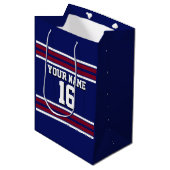 Navy Blue met Burgundy White Stripes Team Jersey Medium Cadeauzakje (Voorkant Gekanteld)