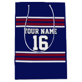 Navy Blue met Burgundy White Stripes Team Jersey Medium Cadeauzakje (Voorkant)
