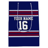 Navy Blue met Burgundy White Stripes Team Jersey Medium Cadeauzakje (Achterkant)