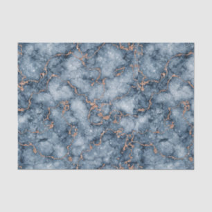 Navy Blue met Glitter Roos Gold Marble Design Tissuepapier