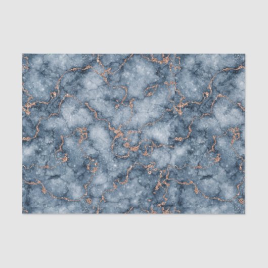 Navy Blue met Glitter Roos Gold Marble Design Tissuepapier (Voorkant)