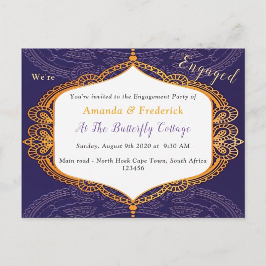 Navy blue met Gold Mandalas Uitnodiging Briefkaart (Voorkant)