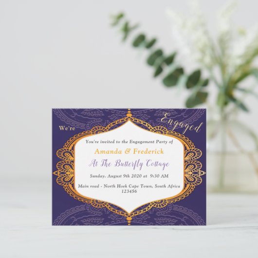Navy blue met Gold Mandalas Uitnodiging Briefkaart (Staand voorkant)