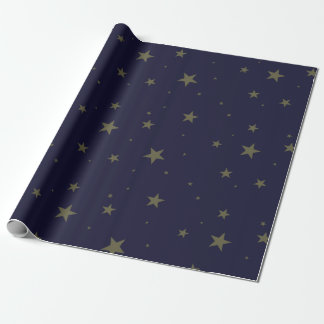 Navy Blue met gouden sterren Cadeaupapier