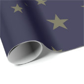 Navy Blue met gouden sterren Cadeaupapier (Rol Hoek)