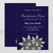 Navy Blue met Gray Floral Lotus Kaart (Voorkant / Achterkant)