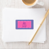 Navy Blue met Hot Pink Chevron Pattern Etiket (Insitu)