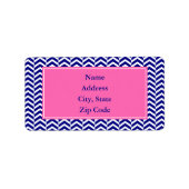 Navy Blue met Hot Pink Chevron Pattern Etiket (Voorkant)