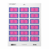 Navy Blue met Hot Pink Chevron Pattern Etiket (Full Sheet)