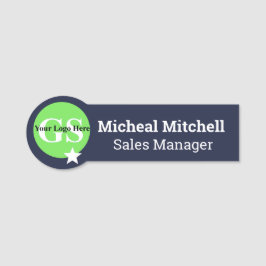 Navy Blue met Logo Business Employee Name Tag