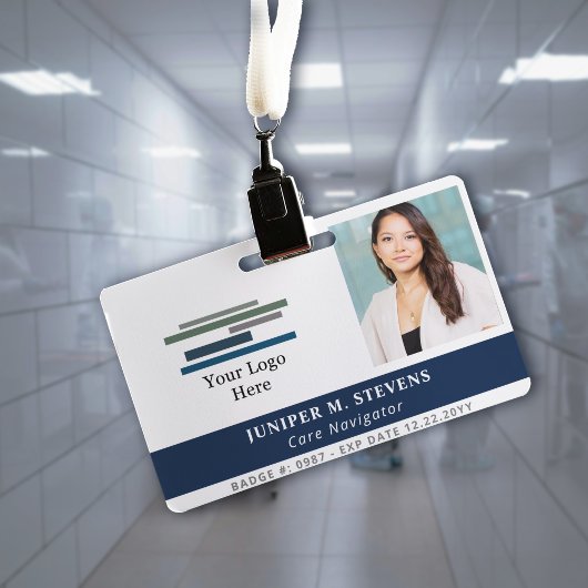 Navy Blue met Logo- en fotomedewerker-ID Badge