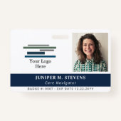 Navy Blue met Logo- en fotomedewerker-ID Badge (Voorkant)