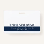 Navy Blue met Logo Foto QR Code Medewerker ID Badge (Achterkant)