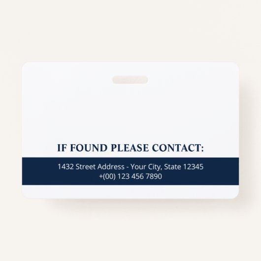 Navy Blue met Logo Foto QR Code Medewerker ID Badge (Achterkant)