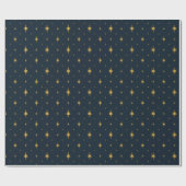 Navy Blue met metalen gouden sterren Cadeaupapier (Vlak)