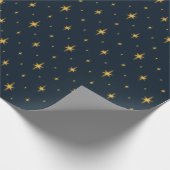 Navy Blue met metalen gouden sterren Cadeaupapier (Hoek)