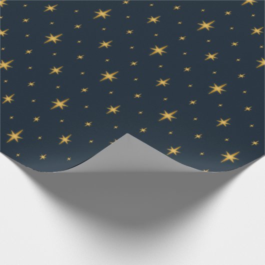 Navy Blue met metalen gouden sterren Cadeaupapier (Hoek)