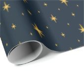 Navy Blue met metalen gouden sterren Cadeaupapier (Rol Hoek)