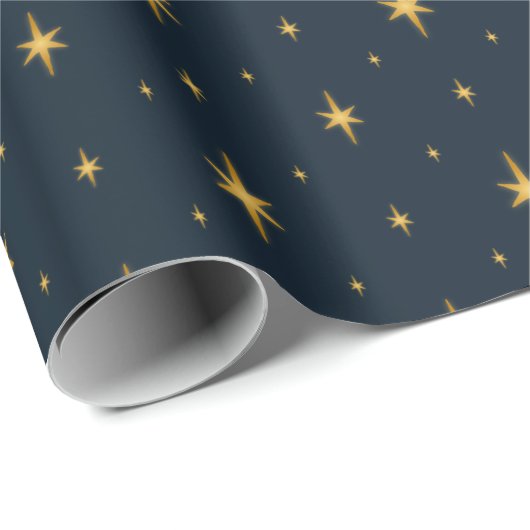 Navy Blue met metalen gouden sterren Cadeaupapier (Rol Hoek)