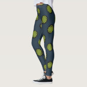 Navy Blue met Moss Green Stippen Leggings (Links)