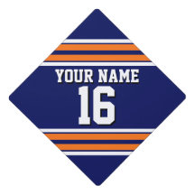 Navy Blue met Oranje White Stripes Team Jersey