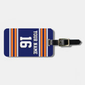 Navy Blue met Oranje White Stripes Team Jersey Bagagelabel (Voorkant horizontaal)