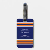 Navy Blue met Oranje White Stripes Team Jersey Bagagelabel (Achterkant verticaal)