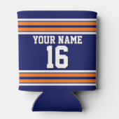 Navy Blue met Oranje White Stripes Team Jersey Blikjeskoeler (Achterkant)