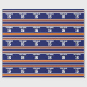 Navy Blue met Oranje White Stripes Team Jersey Cadeaupapier (Vlak)