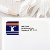 Navy Blue met Oranje White Stripes Team Jersey Etiket (Insitu)