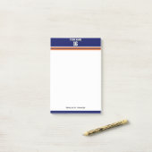 Navy Blue met Oranje White Stripes Team Jersey Post-it® Notes (Op bureau)
