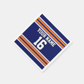 Navy Blue met Oranje White Stripes Team Jersey Servet (Hoek)