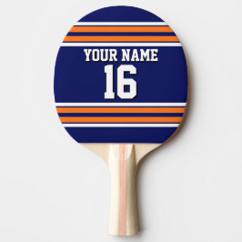 Navy Blue met Oranje White Stripes Team Jersey Tafeltennisbatje