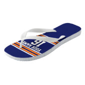 Navy Blue met Oranje White Stripes Team Jersey Teenslippers (Schuin)