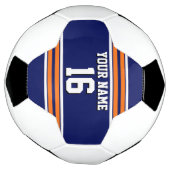 Navy Blue met Oranje White Stripes Team Jersey Voetbal (Gedraaid)