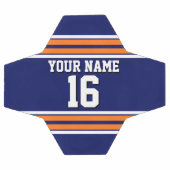 Navy Blue met Oranje White Stripes Team Jersey Voetbal (Enkel)