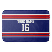 Navy Blue met Red White Stripes Team Jersey Badmat (Voorkant)