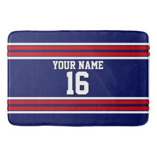 Navy Blue met Red White Stripes Team Jersey Badmat