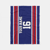 Navy Blue met Red White Stripes Team Jersey Fleece Deken (Voorkant)