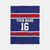 Navy Blue met Red White Stripes Team Jersey Fleece Deken (Voorkant)