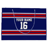 Navy Blue met Red White Stripes Team Jersey Groot Cadeauzakje (Achterkant)